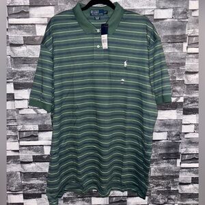 Ralph Lauren Men's Polo Shirt in Green and Blue Stripes
